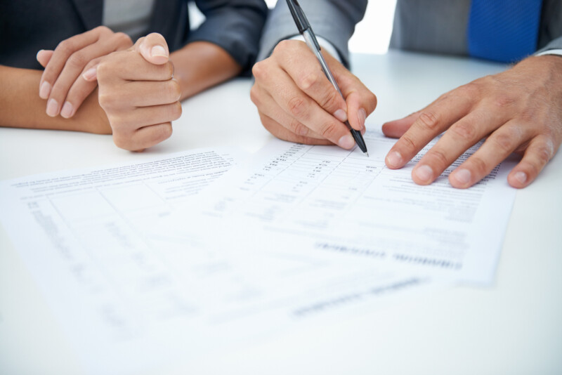 Going over the financials.